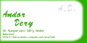 andor dery business card