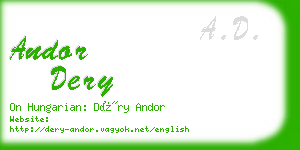 andor dery business card
